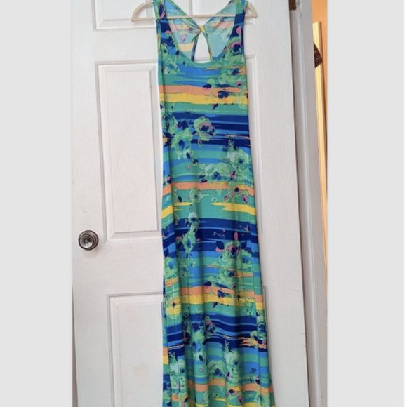 Pretty Young Thing Maxi Summer Dress Blue Sunset Floral Size S - EUC! - Picture 13 of 13